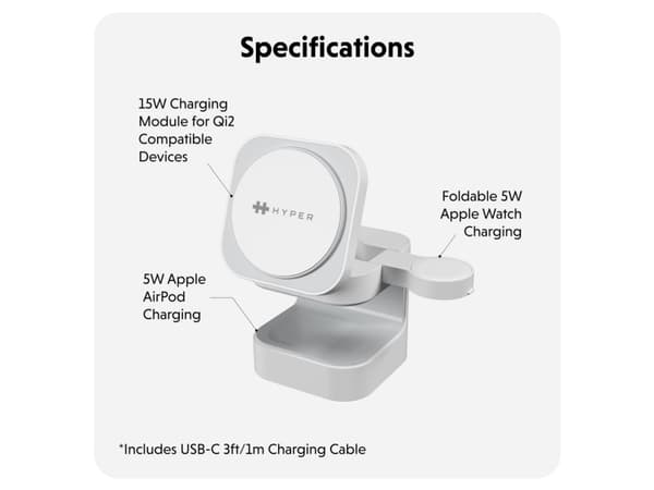Targus HyperJuice - Trådlöst laddställ - 3-i-1 - 15 Watt
