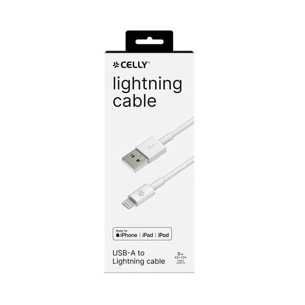 Celly Kabel USB-A/Lightning 2m Hvid