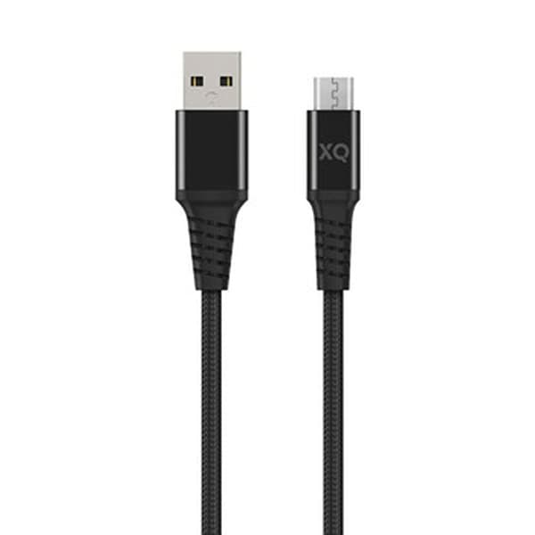 XQISIT Flätad Kabel USB-A till Micro-USB 1m Svart