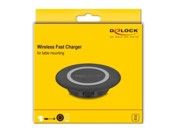 Delock - Trådløs ladepute - for table mounting - 15 watt - 1.25 A - Fast Charge - svart