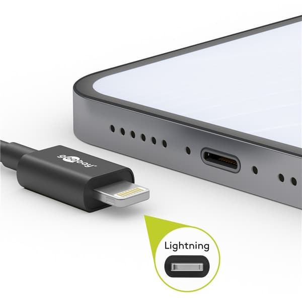 Goobay Lightning till USB-C™ laddnings- och synkroniseringskabel, 0,5 m, vit MFi-kabel för Apple iPhone/iPad
