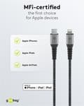 Miniatyrbillede 5 af 9: Goobay Lightning-USB-C™ textilkabel med metallkontakter, 1 m MFi-certifierad, elegant och extra robust laddnings- och synkroniseringskabel för Apple i