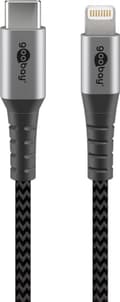 Miniatyrbillede 1 af 9: Goobay Lightning-USB-C™ textilkabel med metallkontakter, 1 m MFi-certifierad, elegant och extra robust laddnings- och synkroniseringskabel för Apple i