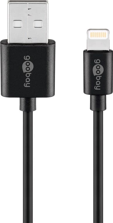 Goobay Lightning USB-kabel for lading og synkronisering, 0,5 m, svart MFi-kabel for Apple iPhone/iPad