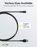 Pikkukuva 7 / 9: Goobay Lightning-USB-A supersoft textilkabel med metallkontakter, 2 m, svart MFi-certifierad, elegant och extra robust laddnings- och synkroniseringsk