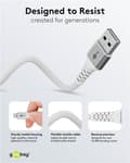 Miniatyrbillede 6 af 9: Goobay Lightning-USB-A supersoft textilkabel med metallkontakter, 3 m, vit MFi-certifierad, elegant och extra robust laddnings- och synkroniseringskab