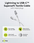 Miniatyrbilde 4 av 9: Goobay Lightning-USB-C™ supermyk tekstilkabel med metallkontakter, 1 m, hvit MFi-sertifisert, elegant og ekstra robust lade- og synkroniseringskabel f
