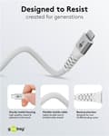 Miniatyrbilde 6 av 9: Goobay Lightning-USB-C™ supermyk tekstilkabel med metallkontakter, 1 m, hvit MFi-sertifisert, elegant og ekstra robust lade- og synkroniseringskabel f