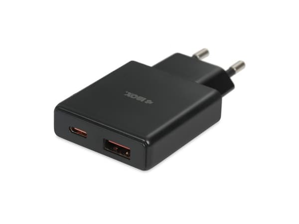 IBOX C-43 Slim USB A+C verkkovirtalaturi 30W USB-C USB-C-kaapeliin musta