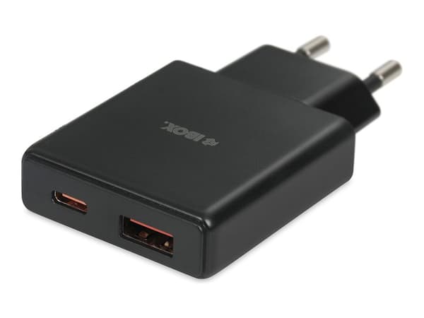 IBOX C-43 Slim USB A+C verkkovirtalaturi 30W USB-C USB-C-kaapeliin musta