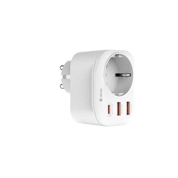 Devia Snabbladdare 2x USB Till USB-C 20W PD Power Socket Vit