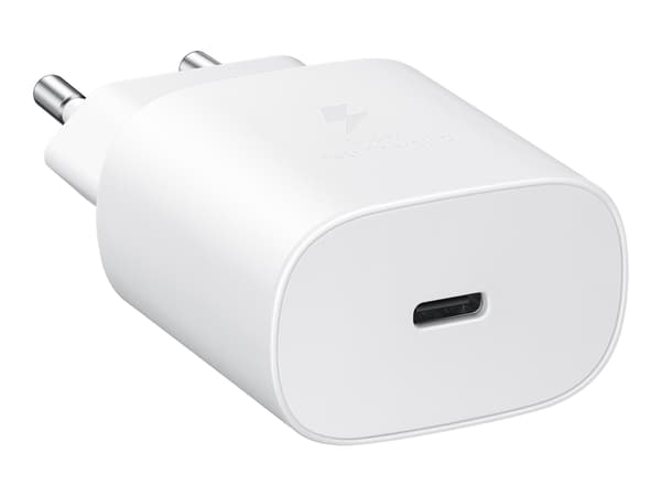 Samsung Fast Charging Wall Charger EP-TA800 - Strømadapter - 25 watt - 3 A - Ultra Fast Charge (24 pin USB-C) - på kabel: USB-C - hvit - for Galaxy A