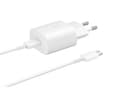 Miniatyrbilde 1 av 5: Samsung Fast Charging Wall Charger EP-TA800 - Strømadapter - 25 watt - 3 A - Ultra Fast Charge (24 pin USB-C) - på kabel: USB-C - hvit - for Galaxy A