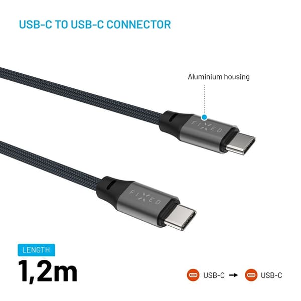 Fixed Kabel Magnetisk USB-C til USB-C 240W 2m