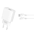 Miniatyrbillede 1 af 2: XO väggladdare CE02D QC 3.0 18W 1x USB vit + USB-C-kabel