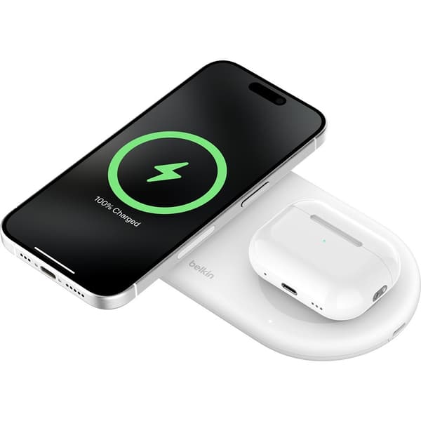 Belkin Langaton laturi BoostCharge Pro 2-in-1 MagSafe Qi2 15W Valkoinen