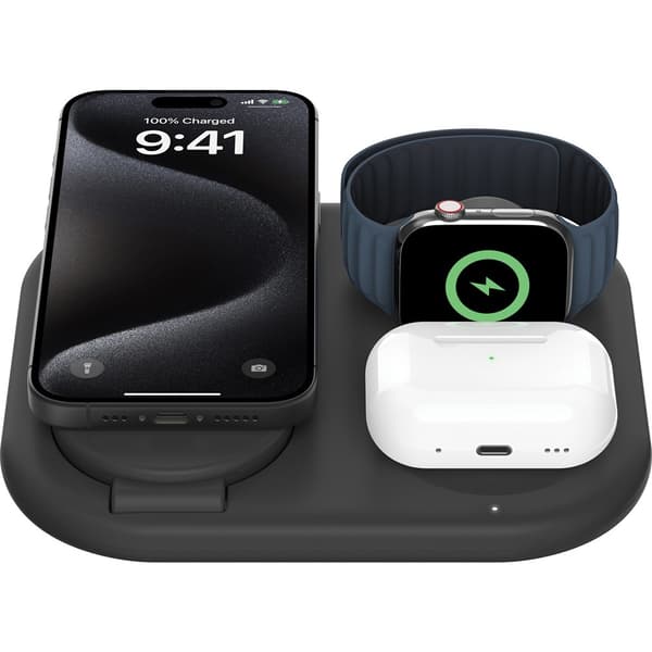 Belkin Langaton laturi BoostCharge 3-in-1 Foldable MagSafe Qi2 15W Musta