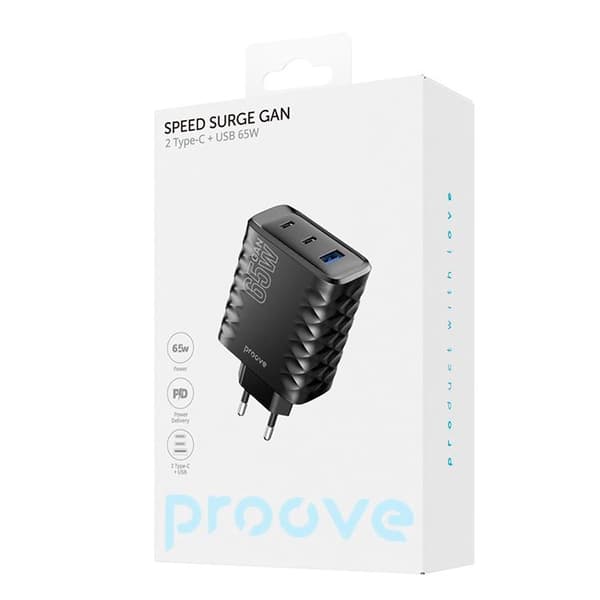 Proove Snabbladdare 65W Speed Surge Gan - Svart
