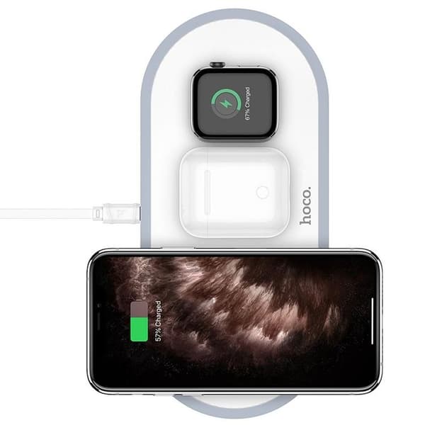 Hoco 3in1 Trådlös Snabbladdare Apple Watch, iPhone, Airpods - Vit