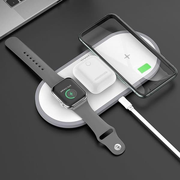 Hoco 3in1 Trådlös Snabbladdare Apple Watch, iPhone, Airpods - Vit