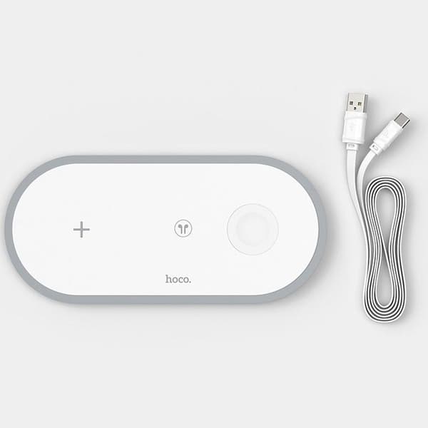 Hoco 3in1 Trådlös Snabbladdare Apple Watch, iPhone, Airpods - Vit