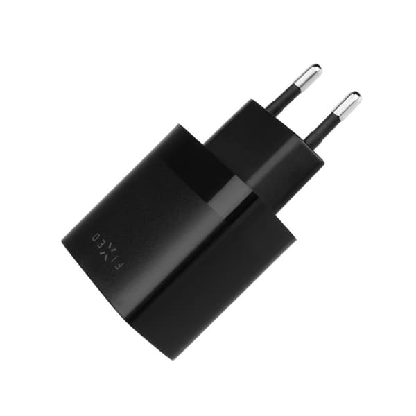 Fixed Laturi USB-C kaapelilla 1m 2xUSB-A 17W Musta
