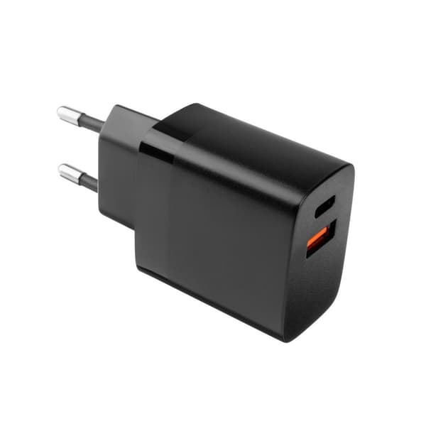 Fixed Laturi USB-C kaapelilla 1m 2xUSB-A 17W Musta