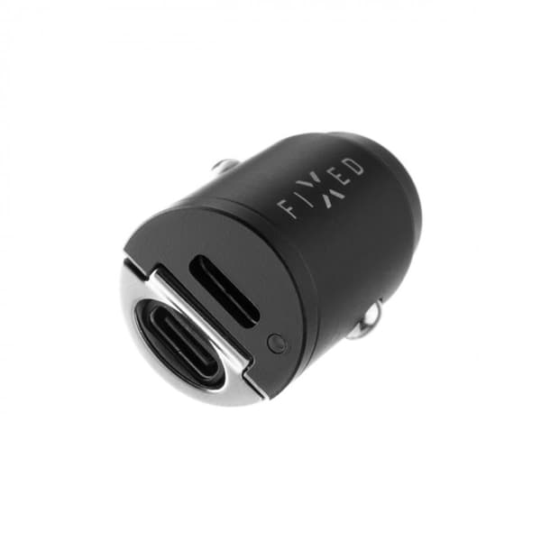 Fixed Autolaturi USB-C kaapelilla 1.2m 2xUSB-C 30W Musta
