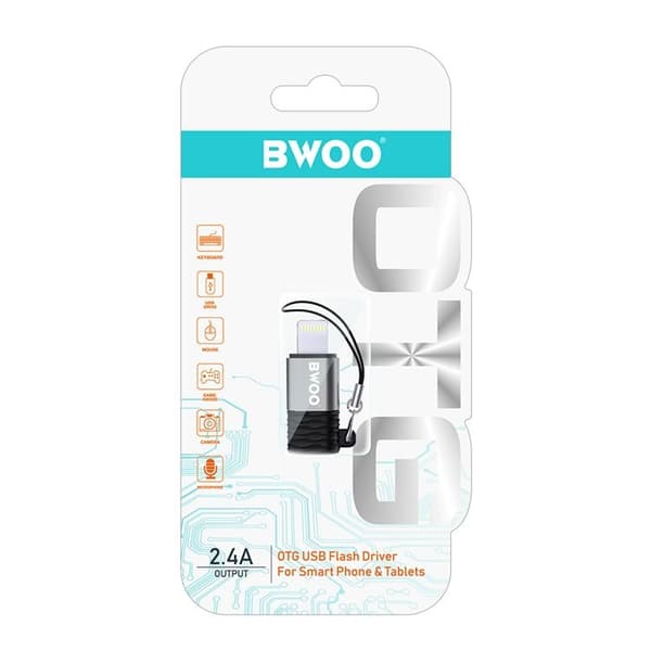 BWOO USB-A Till Lightning Adapter Mini BZ-37 - Silver