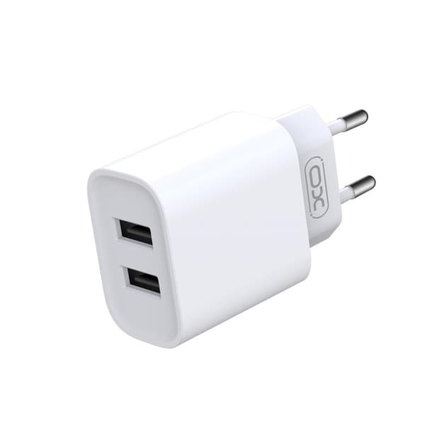 XO Väggladdare 2x USB 2.1A med MicroUSB Kabel CE02C - Vit