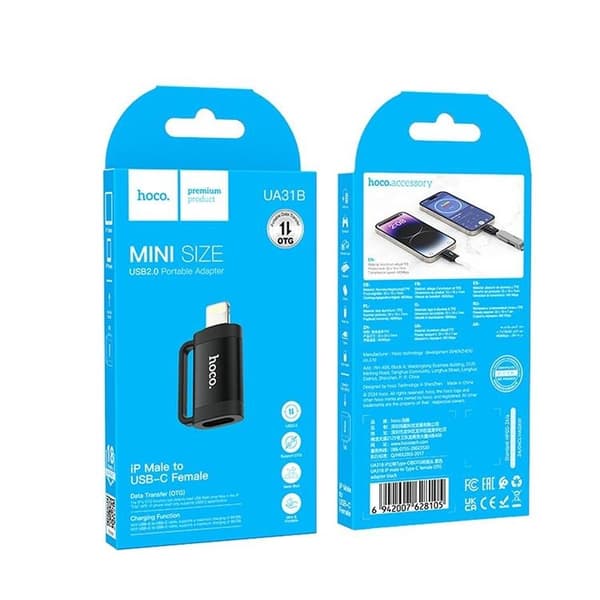 Hoco Adapter OTG Lightning Till USB-C 2A UA31B - Svart