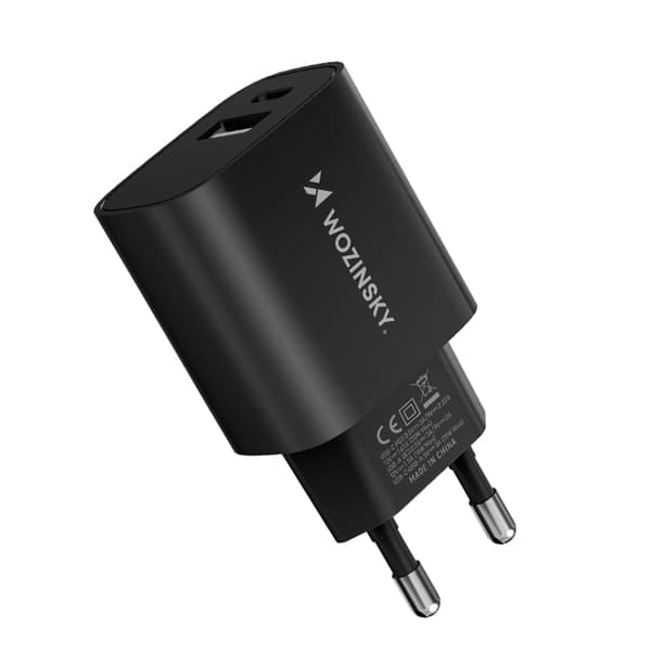 Wozinsky USB-A USB-C 20W Väggladdare - Svart
