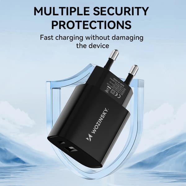 Wozinsky USB-A USB-C 20W Väggladdare - Svart
