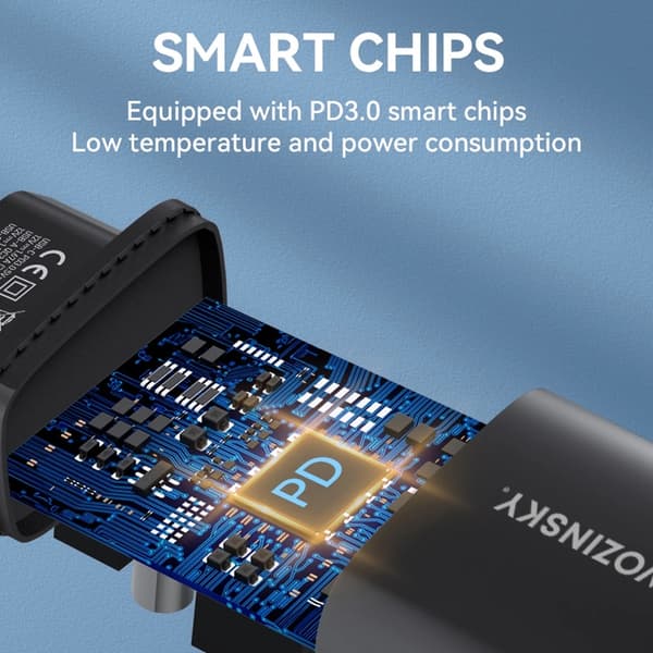 Wozinsky USB-A USB-C 20W Väggladdare - Svart