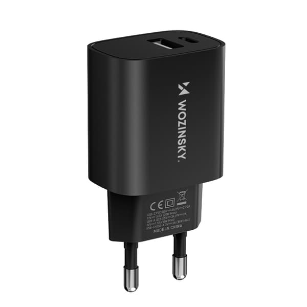 Wozinsky USB-A USB-C 20W Väggladdare - Svart