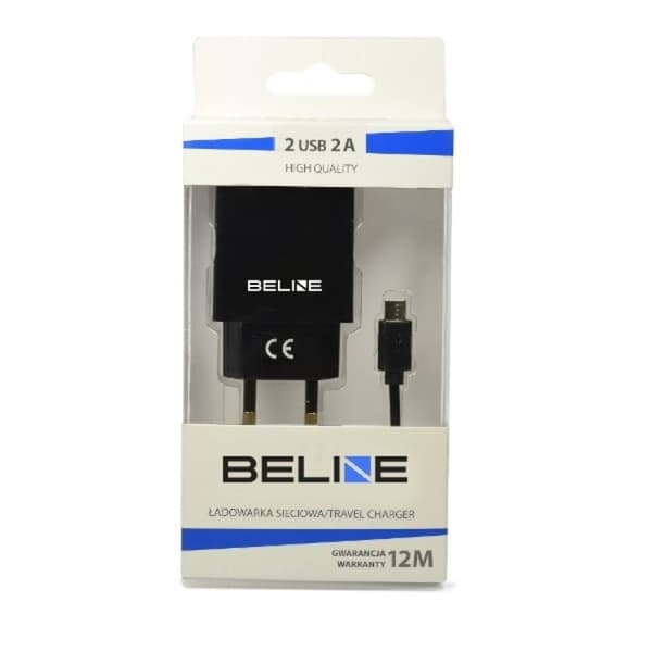 Beline Väggladdare 2x USB-A Med Micro-USB Kabel - Svart