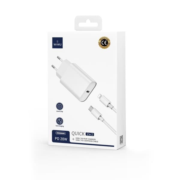 WIWU Snabbladdare 20W USB-C med Lightning Kabel PD Wi-U001