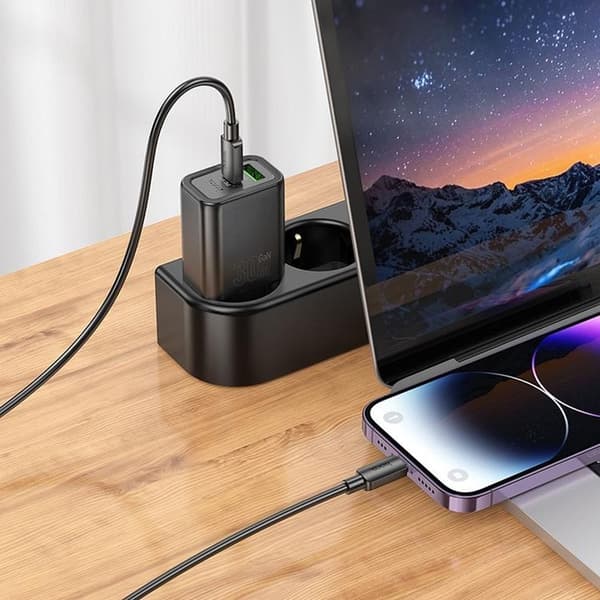 HOCO Snabbladdare USB/USB-C 30W USB-C/Lightning Kabel N63 PD QC