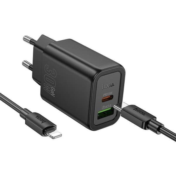 HOCO Snabbladdare USB/USB-C 30W USB-C/Lightning Kabel N63 PD QC