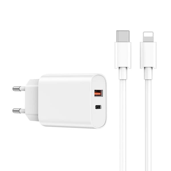 WIWU Snabbladdare USB/USB-C 20W USB-C/Lightning Kabel PD QC
