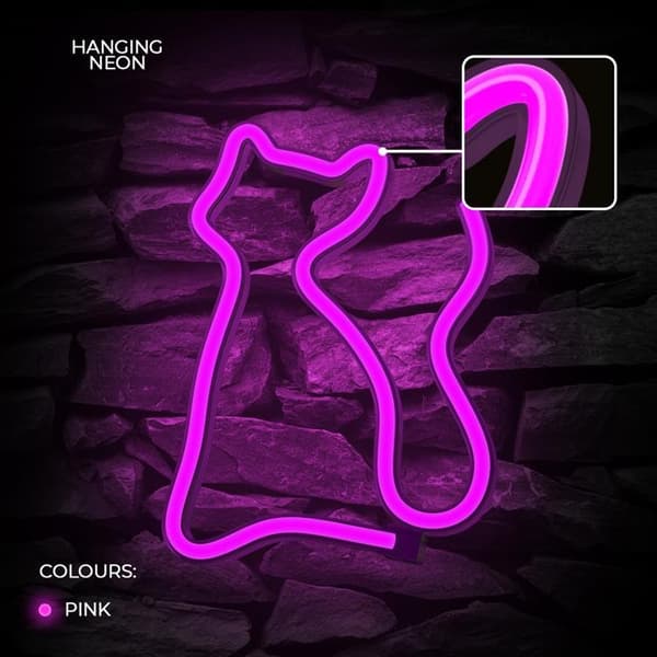 Forever Light LED Neon CAT Bat + USB - Rosa