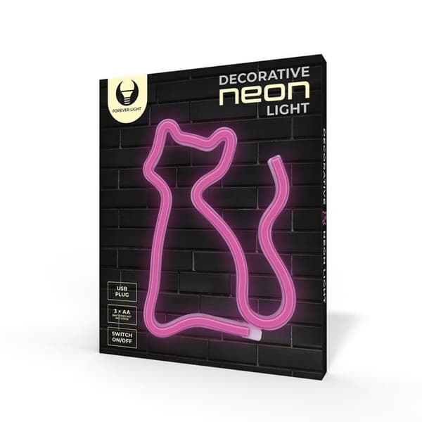 Forever Light LED Neon CAT Bat + USB - Rosa