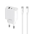 Miniatyrbild 2 av 11: Maxlife Väggladdare USB/USB-C 30W med USB-C/USB-C Kabel PD QC