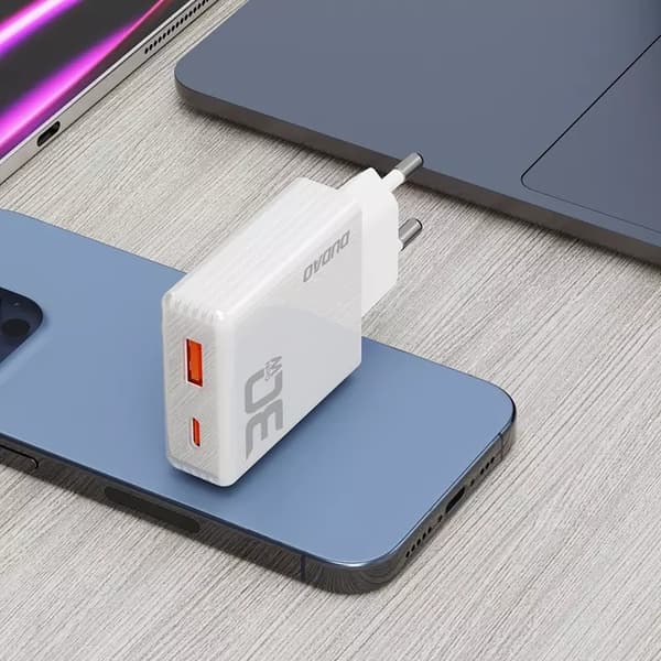 Dudao Snabbladdare 30W USB-A Till USB-C GaN - Vit