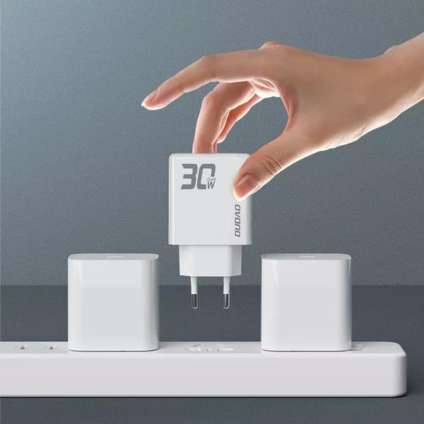 Dudao Snabbladdare 30W USB-A Till USB-C GaN - Vit