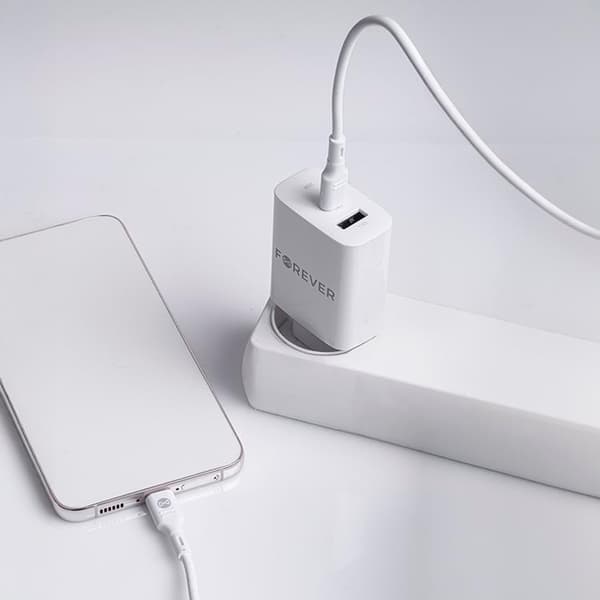 Forever Snabbladdare 30W USB/USB-C med Kabel 60W PD QC