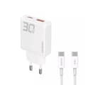 Miniatyrbild 1 av 5: Dudao Snabbladdare 30W USB-A/USB-C med USB-C/USB-C Kabel Vit