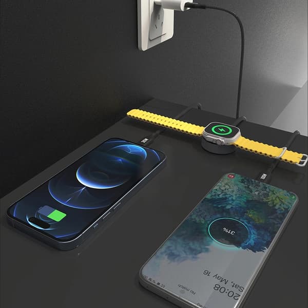 Dudao 3in1 Apple Watch Laddare Med USB-C/Lightning Kabel A12Max Plus - Svart