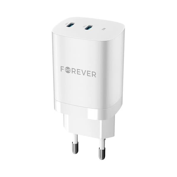 Forever Snabbladdare 35W 2x USB-C GaN PD QC TC-05-35CC - Vit