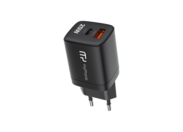 myPhone Väggladdare 20W 1xUSB-A 1xUSB-C Swiftcharge Duo - Svart